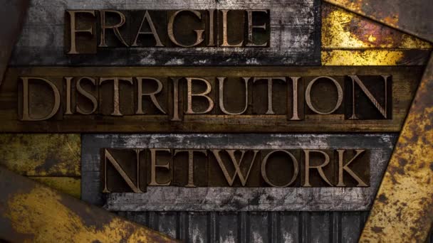 Fragile Distribution Network Text Mit Echten Authentischen Schriftbuchstaben Auf Vintage — Stockvideo