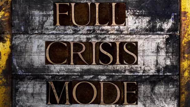 Full Crisis Mode Animovaný Digitální Závada Text Vytvořený Skutečnými Autentickými — Stock video