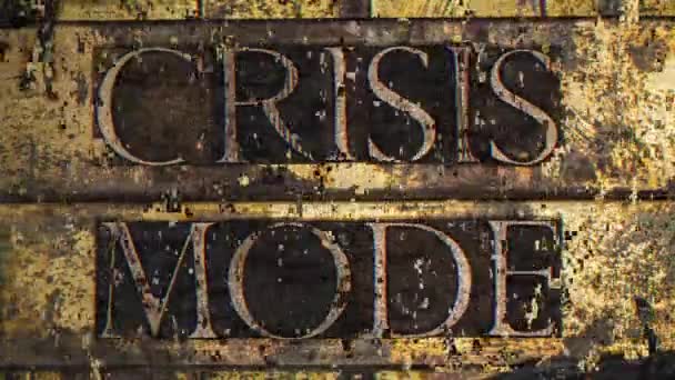 Crisis Mode Text Digitale Verzerrungsanimation Mit Texturiertem Grunge Kupfer Und — Stockvideo