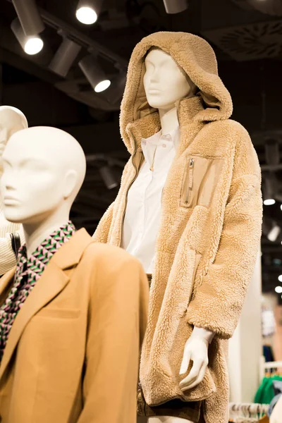 Mannequins in a fashion store wearing clothes of the fall/winter season