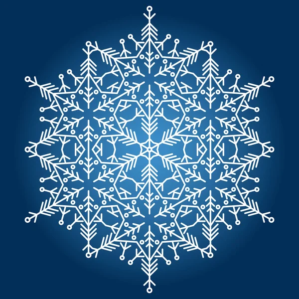Runde Vektorschneeflocke Abstraktes Winterornament Muster Mit Blauen Und Weißen Schneeflocken — Stockvektor