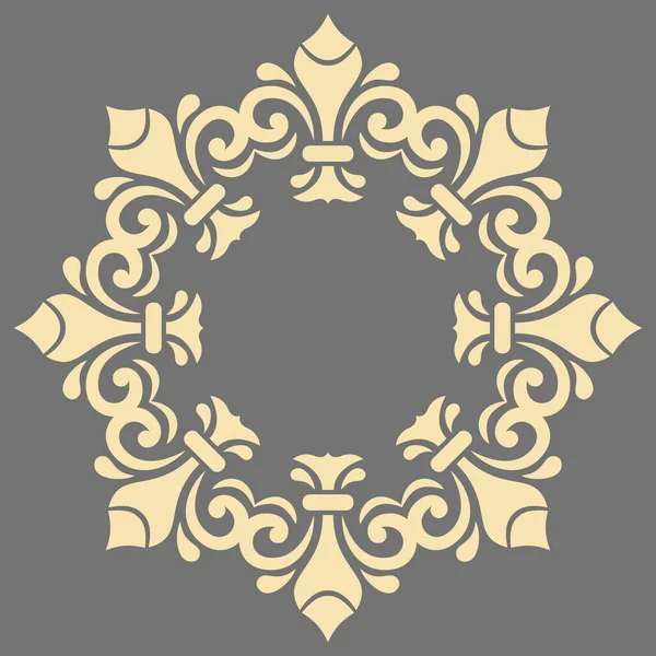 典雅的圆形灰色和金色的老式矢量装饰经典风格 带有东方元素的传统装饰品 经典的老式款式 — 图库矢量图片