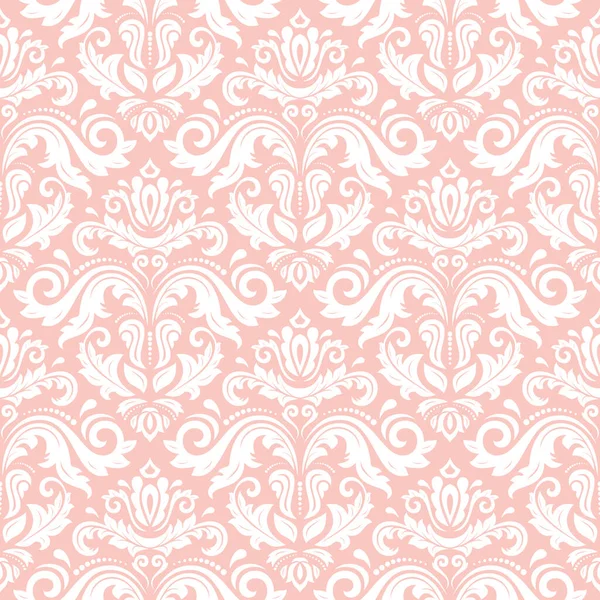 Classic Seamless Vector Pattern Damask Orient Pink White Ornament Classic — Stockvektor