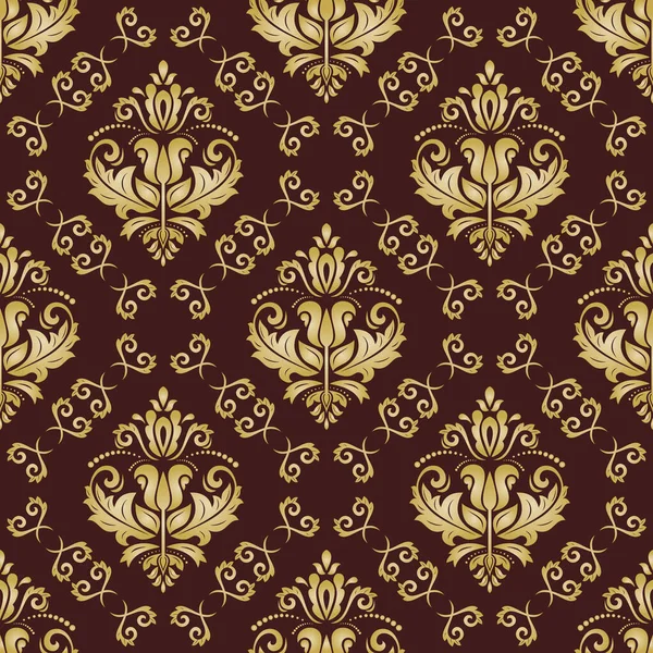 Orient Vektor Klassisches Braunes Und Goldenes Muster Nahtloser Abstrakter Hintergrund — Stockvektor