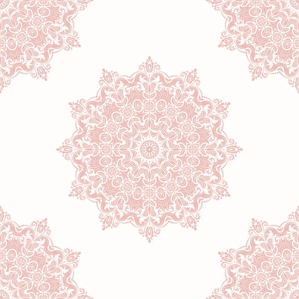 Klassisches Nahtloses Vektormuster Damast Orient Ornament Klassischer Rosa Und Weißer — Stockvektor