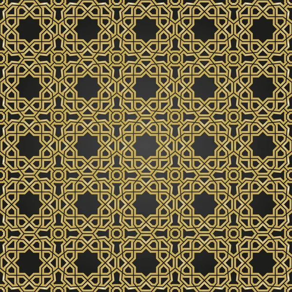 Бесшовный Векторный Орнамент Арабском Стиле Геометрический Абстрактный Фон Гриль Черным — стоковый вектор