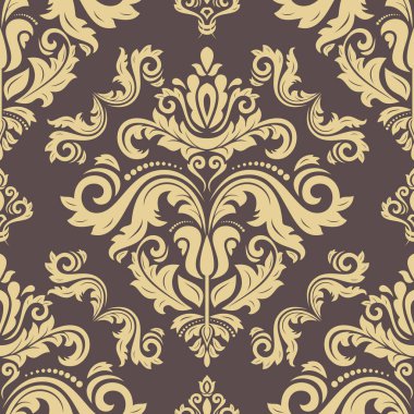 Orient vektör klasik desen. Klasik elementlerle kusursuz soyut bir arkaplan. Doğu kahverengi ve sarı desenli. Duvar kağıtları ve ambalaj için süs
