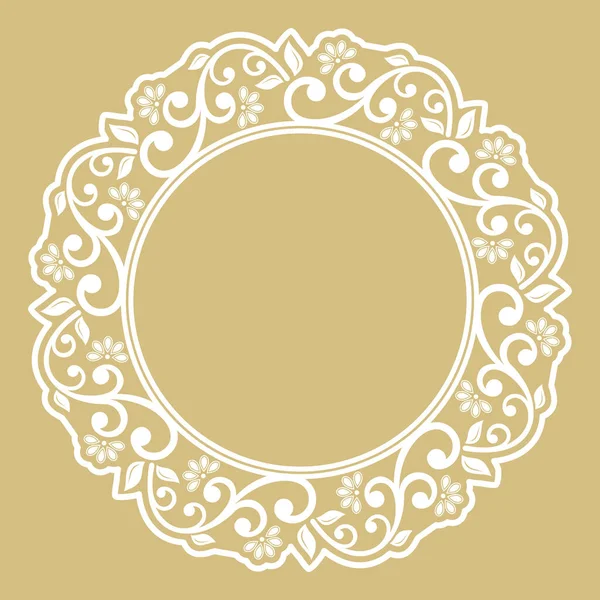 典雅典雅的老式矢量装饰品 带有东方元素的传统装饰品 经典的金白色古色古香图案 — 图库矢量图片