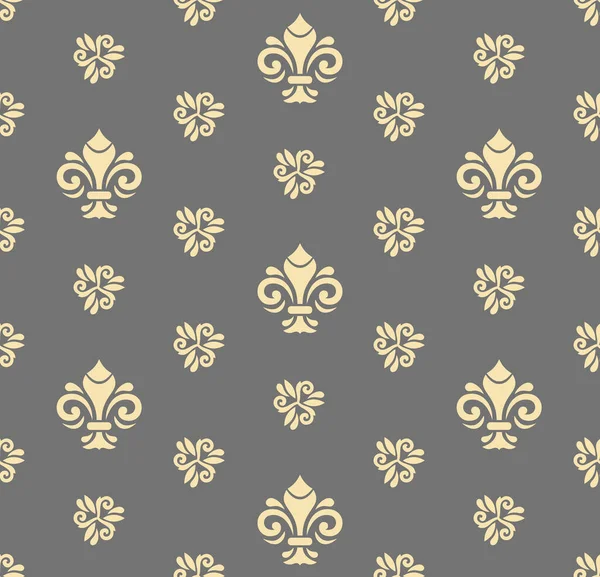 Seamless Vector Pattern Modern Geometric Gray Godlen Ornament Royal Lilies — Stock Vector