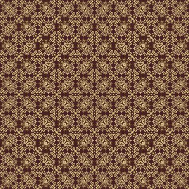 Klasik kusursuz vektör deseni. Damask oryantasyon kahverengi ve altın süs. Klasik klasik klasik arka plan. Kumaş, duvar kâğıtları ve ambalaj için doğu deseni