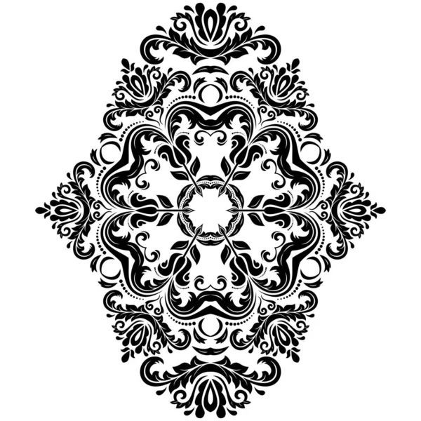 Oosterse Vector Verticaal Zwart Wit Ornament Met Arabesken Bloemenelementen Traditioneel — Stockvector