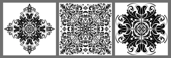 Set Classic Seamless Vector Patterns Collection Orient Ornaments Classic Blacka — Stock Vector