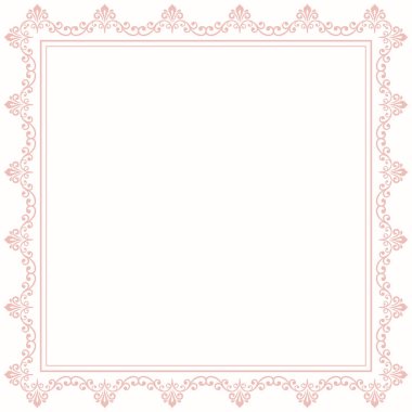 Klasik vektör pembe eski kare çerçeve Arabesk ve oryantasyon elementleriyle. Yazı için yeri olan soyut bir süs. Eski model