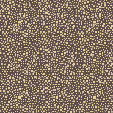 Rastgele elementlerle kusursuz vektör arkaplanı. Soyut kahverengi ve sarı kareler. İzler soyut desen