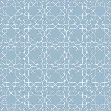Tasarımlarınız için kusursuz açık mavi ve beyaz geometrik arkaplan. Modern vektör süsü. Geometrik soyut desen