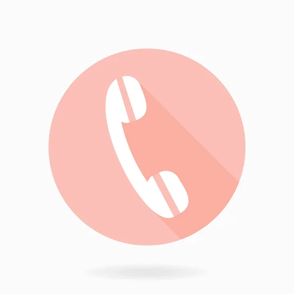 Fijne Vector Roze Witte Telefoon Ontvanger Cirkel Vlak Ontwerp Met — Stockvector