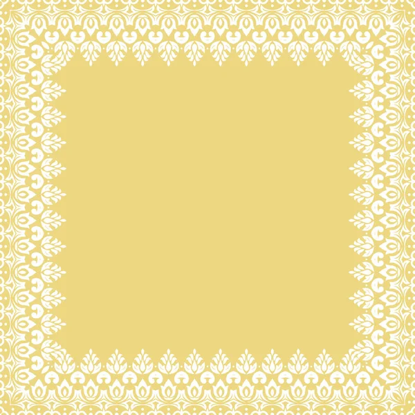 stock vector Classic vector vintage square frame with arabesques and orient elements. Abstract yellow and white ornament with place for text. Vintage pattern