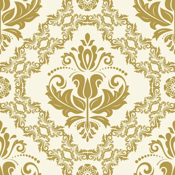 Orient Vector Classic Golden White Pattern Seamless Abstract Background Vintage — Stock Vector