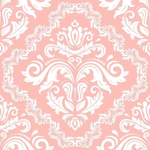 Classic Seamless Vector Pattern Damask Orient Pink White Ornament Classic — 스톡 벡터