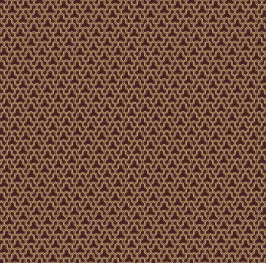 Geometrik soyut vektör altıgen dikişsiz arkaplan. Geometrik modern süs. Kusursuz modern kahverengi ve altın desenli