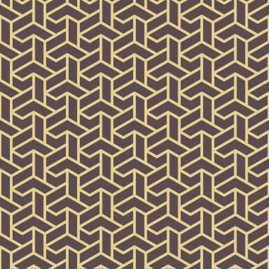 Seamless geometric background for your designs. Modern vector brown and yellow ornament. Geometric abstract pattern