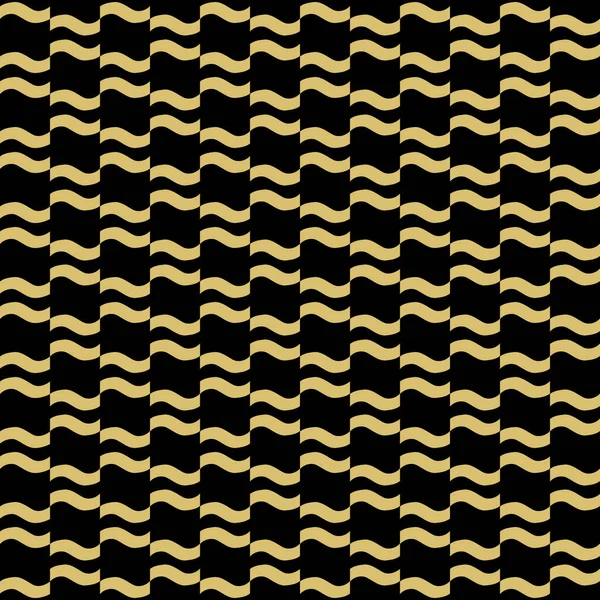 シームレスなベクトル装飾 現代の黒と黄金の波状の背景 幾何学的現代パターン — ストックベクタ