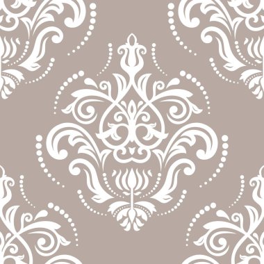 Orient vektör klasik desen. Klasik elementlerle kusursuz soyut bir arkaplan. Doğu kahverengi ve beyaz desenli. Duvar kağıtları ve ambalaj için süs