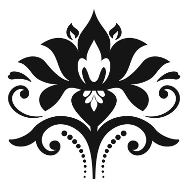 Arabesk çiçekli vektör deseni. Soyut klasik oryantal süs. Klasik siyah beyaz desen