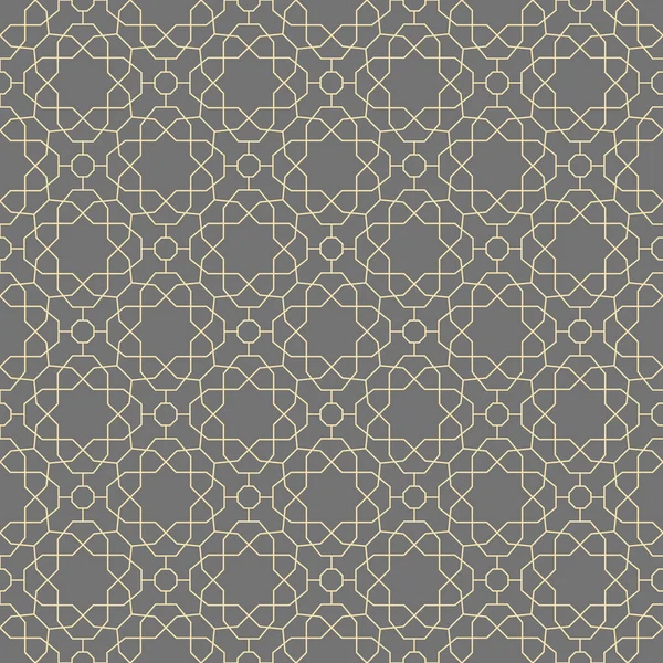 Бесшовный Векторный Серый Золотой Орнамент Арабском Стиле Геометрический Абстрактный Фон — стоковый вектор