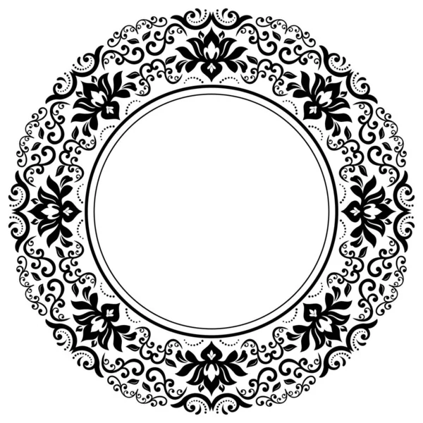 Elegante Ornamento Vectorial Redondo Blanco Negro Estilo Clásico Adorno Tradicional — Vector de stock