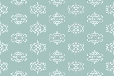 Klasik kusursuz vektör deseni. Damask oryantasyon süsü. Klasik klasik klasik arka plan. Kumaş, duvar kağıtları ve ambalaj için oryantasyon açık mavi ve beyaz desen