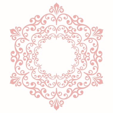 Klasik tarzda klasik bir klasik vektör süsü. Soyut, geleneksel, doğulu pembe süslemeler. Klasik vintage desen