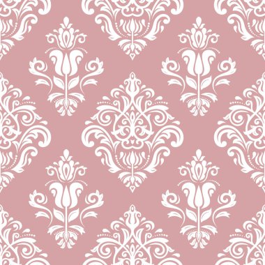 Orient vektör klasik desen. Klasik elementlerle kusursuz soyut bir arkaplan. Mor ve beyaz desenli. Duvar kağıtları ve ambalaj için süs