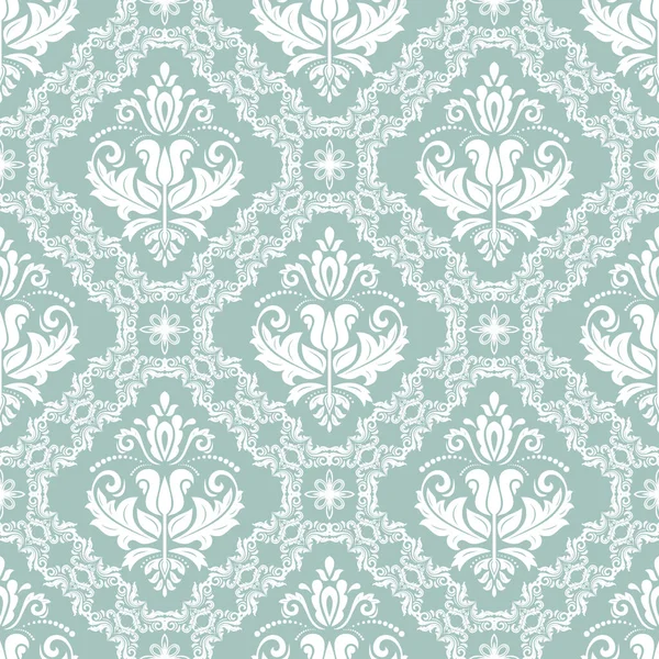 Classic Seamless Light Blue White Vector Pattern Damask Orient Ornament — Stock Vector