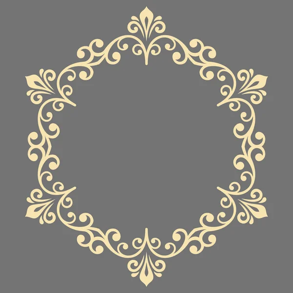 优雅的老式矢量灰色和金色圆形装饰经典风格 带有东方元素的传统装饰品 经典的老式款式 — 图库矢量图片