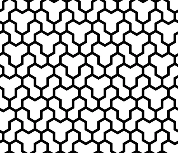 Geométrico Abstracto Negro Blanco Vector Hexagonal Fondo Sin Costura Adorno — Vector de stock
