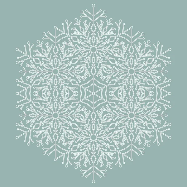 Runde Vektorschneeflocke Abstraktes Wintersechseckiges Hellblaues Und Weißes Ornament Muster Mit — Stockvektor