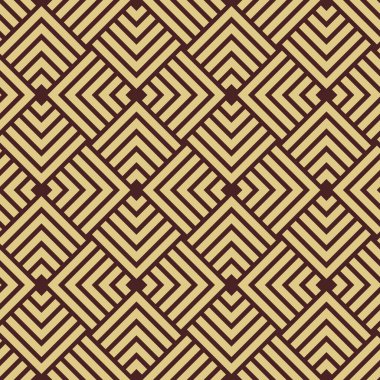 Tasarımlarınız için kusursuz geometrik arkaplan. Modern vektör süsü. Geometrik soyut kahverengi ve altın desenli
