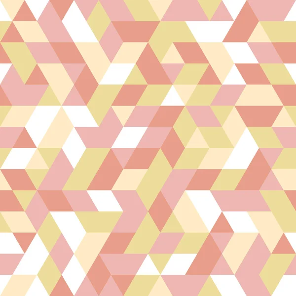 具有粉红色 黄色和白色三角形的几何矢量图案 几何现代装饰品 无缝隙的抽象背景 — 图库矢量图片