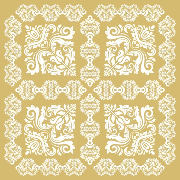 Orient Vector Classic Pattern Seamless Golden White Background Vintage Elements — Stock Vector