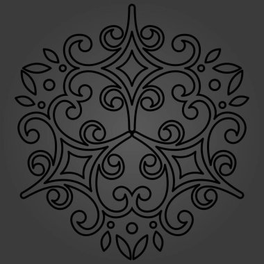 Oryantal karanlık vektör süsü Arabesk çiçekleri ve çiçek elementleriyle. Geleneksel klasik süs. Arabesk ile klasik desen