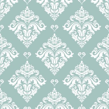 Orient vektör klasik desen. Klasik elementlerle kusursuz soyut bir arkaplan. Oryantasyon açık mavi ve beyaz desenli. Duvar kağıtları ve ambalaj için süs
