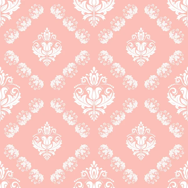 Classic Seamless Vector Pattern Damask Orient Pink White Ornament Classic — Stockový vektor