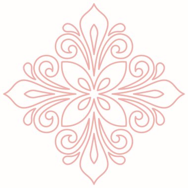 Arabesk ve çiçeklerle süslenmiş doğu vektör süsü. Geleneksel pembe klasik süs. Arabesk ile klasik desen