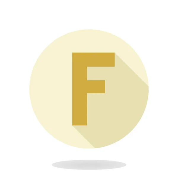 Golden Vector Letter Circle Flat Design Long Shadow — Vetor de Stock