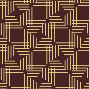 Tasarımlarınız için kusursuz geometrik arkaplan. Modern vektör kahverengi ve altın süs. Geometrik soyut desen