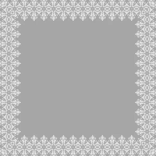 Classic Vector Vintage Square Frame Arabesques Orient Elements Abstract Gray — Stock vektor