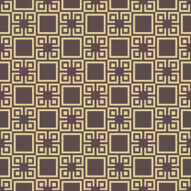 Seamless geometric background for your designs. Modern vector brown and yellow ornament. Geometric abstract pattern