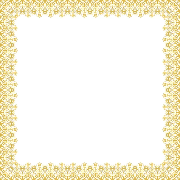アラベスクと東洋の要素を持つ古典的なベクトルヴィンテージの正方形の黄金のフレーム 抽象テキストのための場所と黄金と白の装飾 ヴィンテージパターン — ストックベクタ