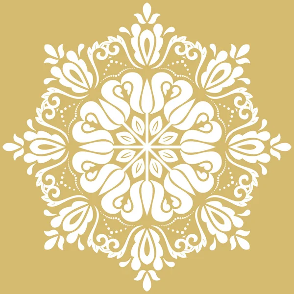 Elegante Ornamento Vetorial Vintage Dourado Branco Estilo Clássico Ornamento Tradicional — Vetor de Stock